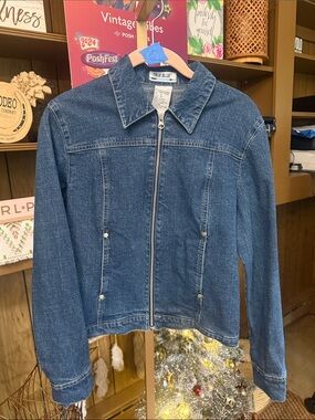 True Blue Classic Dark Blue Denim Zip-Front Jacket